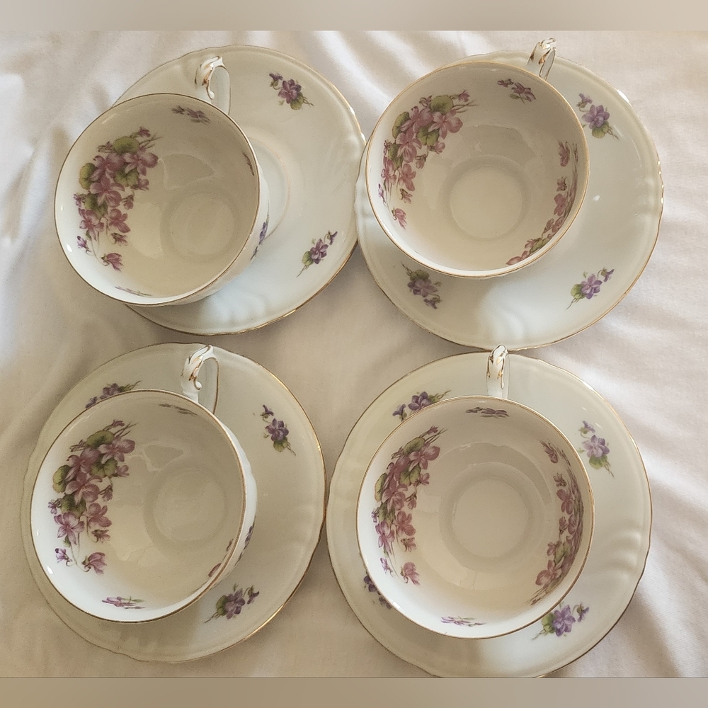 8 Piece Winterling Bavaria Floral Porcelain Tea Cup and Saucer Set